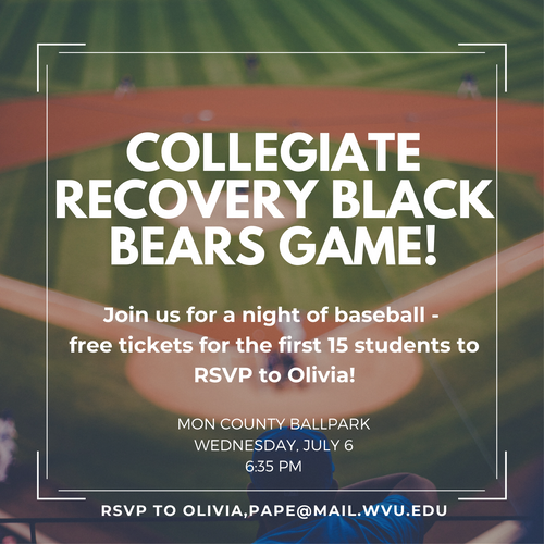 collegiate recovery baseball event flyer